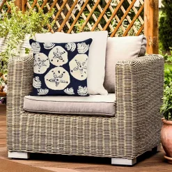Kirklands Home Handhooked Navy Sand Dollar Outdoor Throw Pillow Outlet