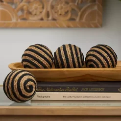 Bowl Filler>Kirklands Home Handmade Black Stripe Jute Rope Orbs, Set of 4