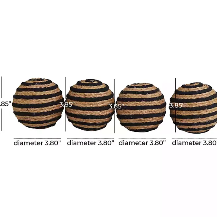 Bowl Filler>Kirklands Home Handmade Black Stripe Jute Rope Orbs, Set of 4