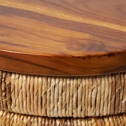 Kirklands Home Handmade Seagrass Round Accent Table Brown Hot