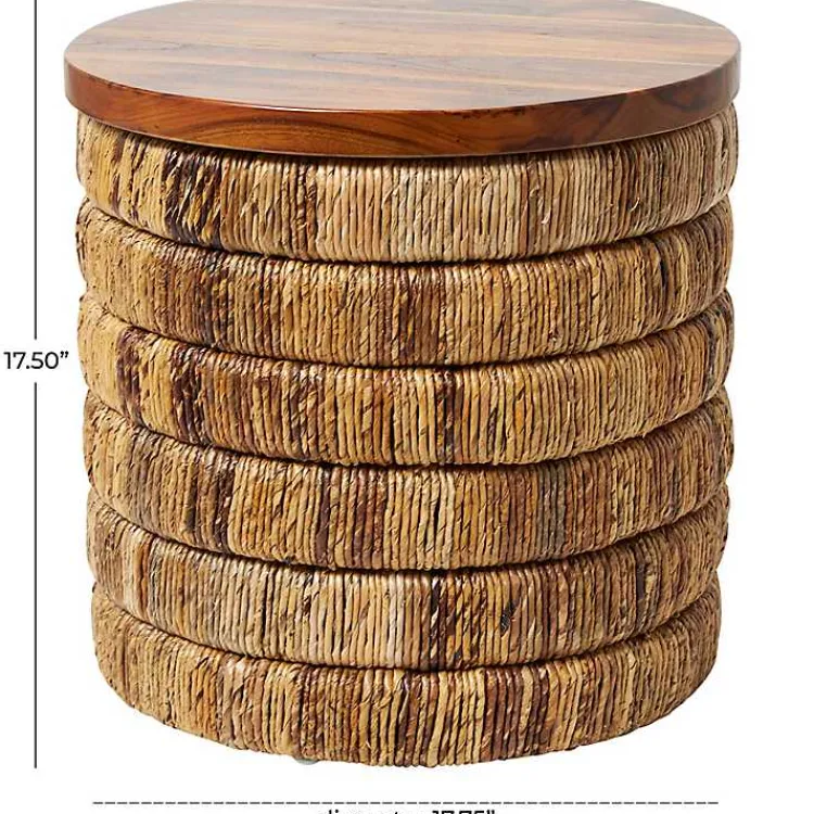 Kirklands Home Handmade Seagrass Round Accent Table Brown Hot