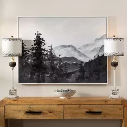 Kirklands Home Handpainted Mountain Scene Framed Art New
