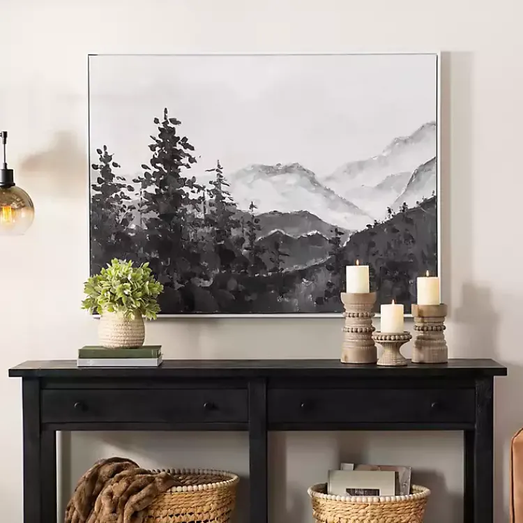 Kirklands Home Handpainted Mountain Scene Framed Art New