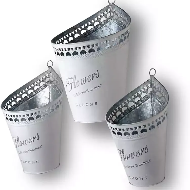 Kirklands Home Hanging Galvanized Steel Planters, Set of 3 Discount
