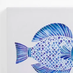 Kirklands Home Happy Blue Fish Canvas Art Prints, Set of 2 Clearance