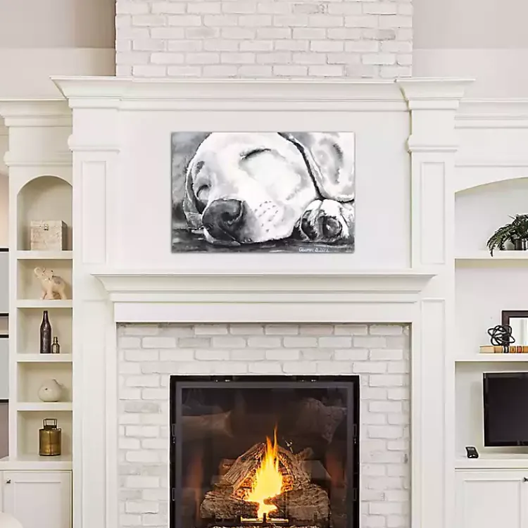 Kirklands Home Happy Dreams Dog Giclee Canvas Art Print, 26x18 Gray Outlet