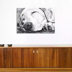 Kirklands Home Happy Dreams Dog Giclee Canvas Art Print, 40x26 Gray Clearance