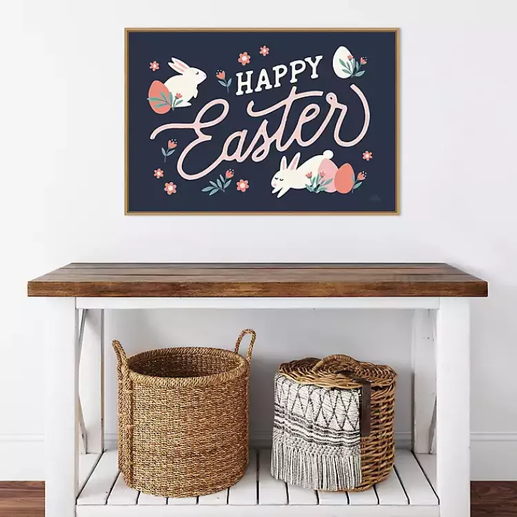Easter Decorations>Kirklands Home Happy Easter Bunnies Framed Canvas Art Print