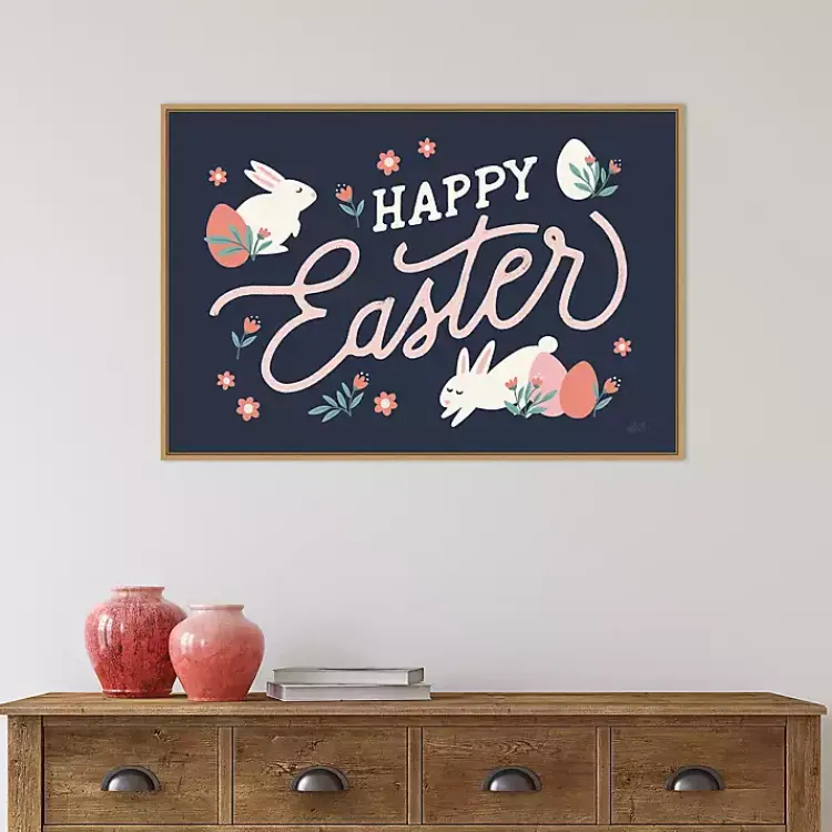 Easter Decorations>Kirklands Home Happy Easter Bunnies Framed Canvas Art Print
