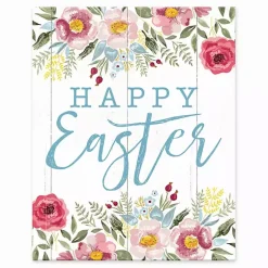 Easter Decorations>Kirklands Home Happy Easter Floral Tabletop Canvas Art Print