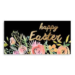 Easter Decorations>Kirklands Home Happy Easter Gold Floral Canvas Art Print