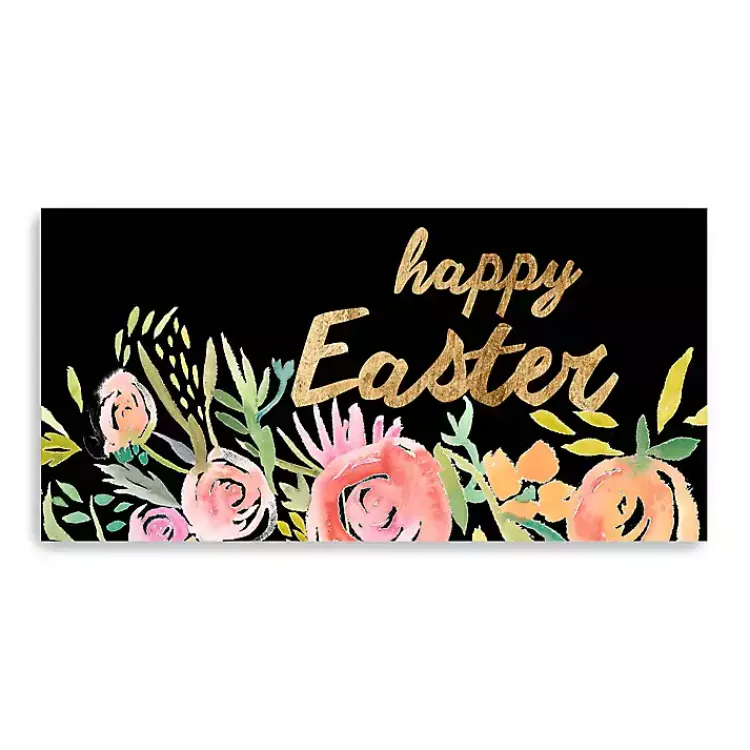 Easter Decorations>Kirklands Home Happy Easter Gold Floral Canvas Art Print