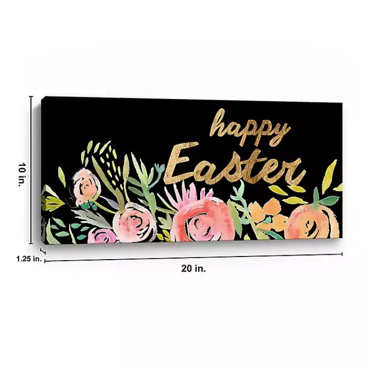 Easter Decorations>Kirklands Home Happy Easter Gold Floral Canvas Art Print