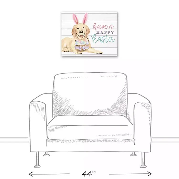 Easter Decorations>Kirklands Home Happy Easter Puppy Canvas Wall Plaque White