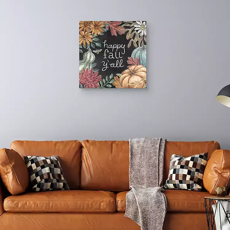 Fall>Kirklands Home Happy Fall, Y'all Chalkboard Canvas Wall Art