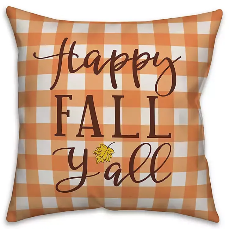 Kirklands Home Happy Fall Y'all Double Sided Outdoor Pillow Orange Outlet