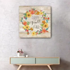 Fall>Kirklands Home Happy Fall Y'all Wreath Giclee Canvas Art Print