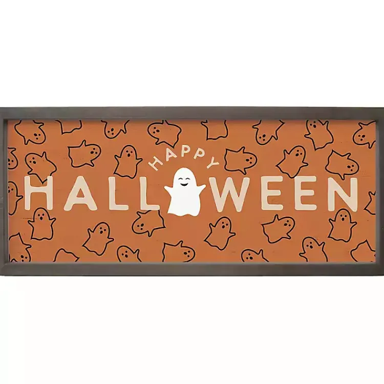 Halloween>Kirklands Home Happy Ghosts and Halloween Framed Wall Plaque Orange