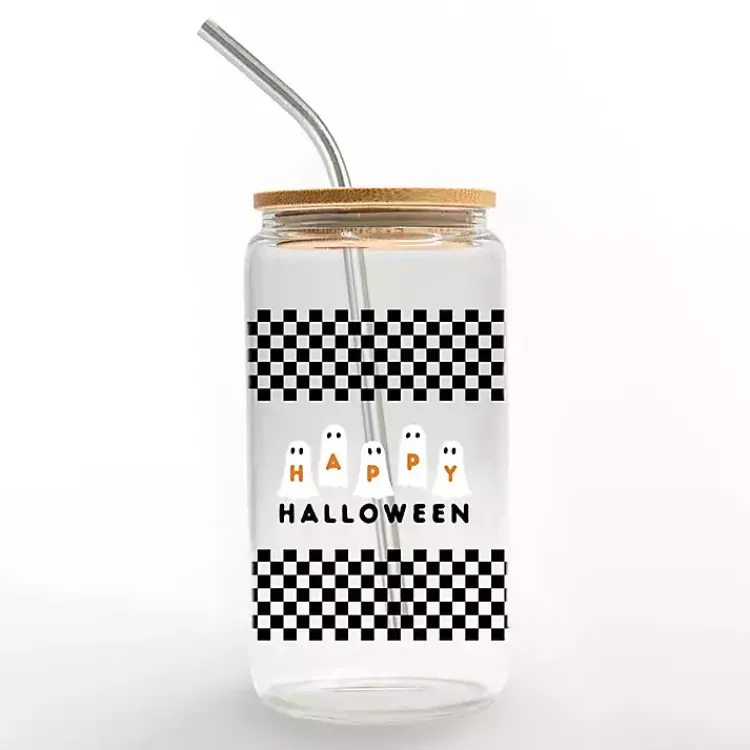 Kirklands Home Happy Halloween Ghosts Checkered Halloween Tumbler Hot
