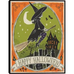 Halloween>Kirklands Home Happy Halloween Witch Canvas Wall Plaque