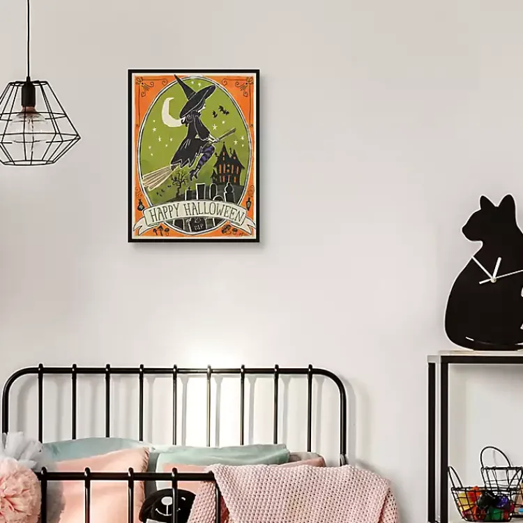 Halloween>Kirklands Home Happy Halloween Witch Canvas Wall Plaque