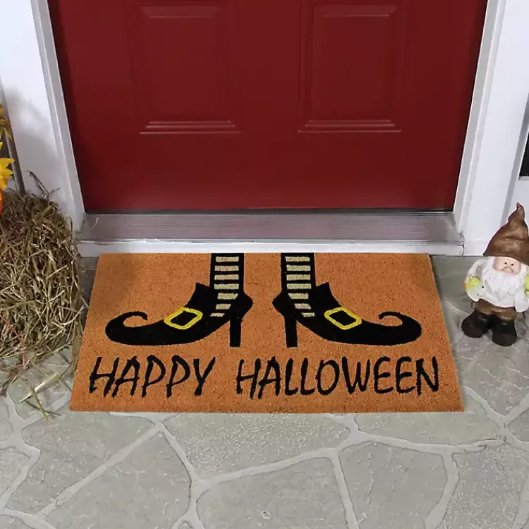 Halloween>Kirklands Home Happy Halloween Witch Feet Doormat