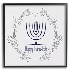 Hanukkah Decorations>Kirklands Home Happy Hanukkah Wreath Framed Art Print