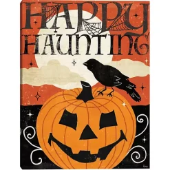 Halloween>Kirklands Home Happy Haunting Jack O Lantern Canvas Art Print Orange