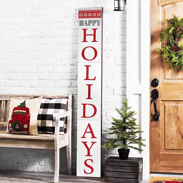 Outdoor Christmas Decorations>Kirklands Home Happy Holidays Snowflake Christmas Porch Board