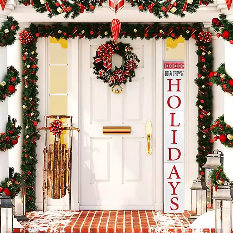Outdoor Christmas Decorations>Kirklands Home Happy Holidays Snowflake Christmas Porch Board