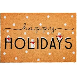 Outdoor Christmas Decorations>Kirklands Home Happy Holidays Snowmen Doormat Tan