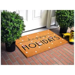 Outdoor Christmas Decorations>Kirklands Home Happy Holidays Snowmen Doormat Tan