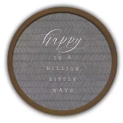 Kirklands Home Happy in a Million Ways Round Framed Plaque Brown Clearance