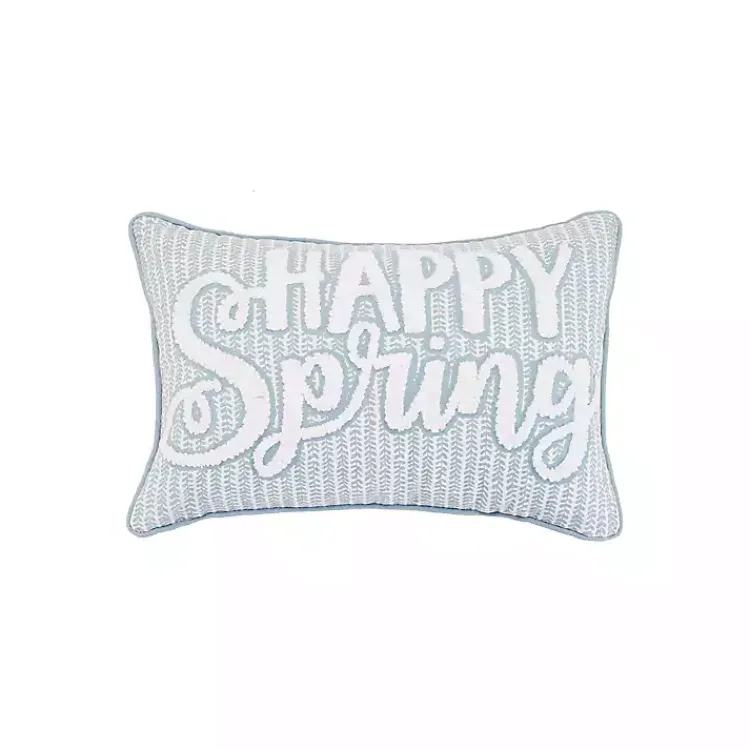 Easter Decorations>Kirklands Home Happy Spring Blue Striped Lumbar Pillow