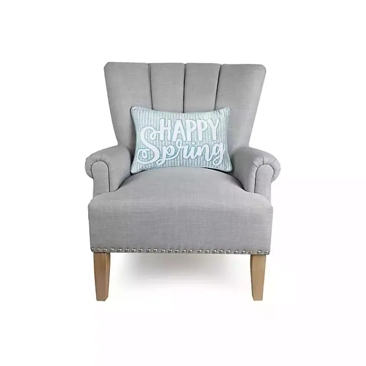 Easter Decorations>Kirklands Home Happy Spring Blue Striped Lumbar Pillow