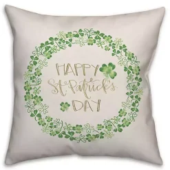 Pillows>Kirklands Home Happy St. Patrick's Day Clover Wreath Throw Pillow Green