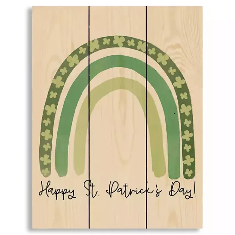 St Patricks Day Decorations>Kirklands Home Happy St. Patrick's Day Rainbow Wood Art Print