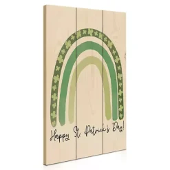 St Patricks Day Decorations>Kirklands Home Happy St. Patrick's Day Rainbow Wood Art Print