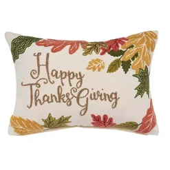 Fall>Kirklands Home Happy Thanksgiving Beaded Lumbar Pillow