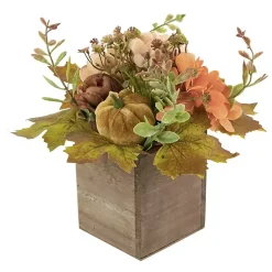Fall>Kirklands Home Harvest Floral and Pumpkin Arrangement Green