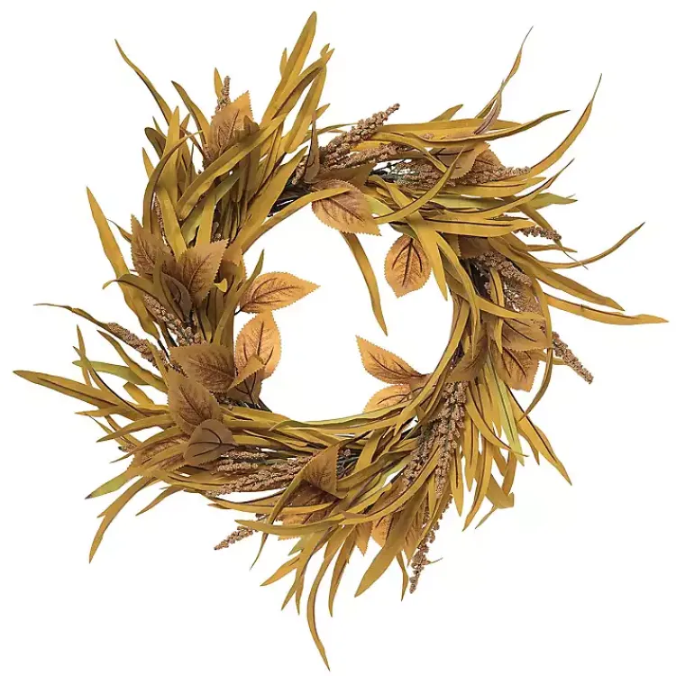 Fall>Kirklands Home Harvest Rustic Stalks Wreath Brown