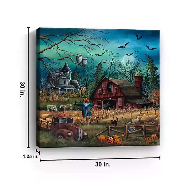 Halloween>Kirklands Home Haunted Farm Canvas Art Print, 30x30