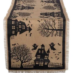 Halloween>Kirklands Home Haunted House Burlap Table Runner