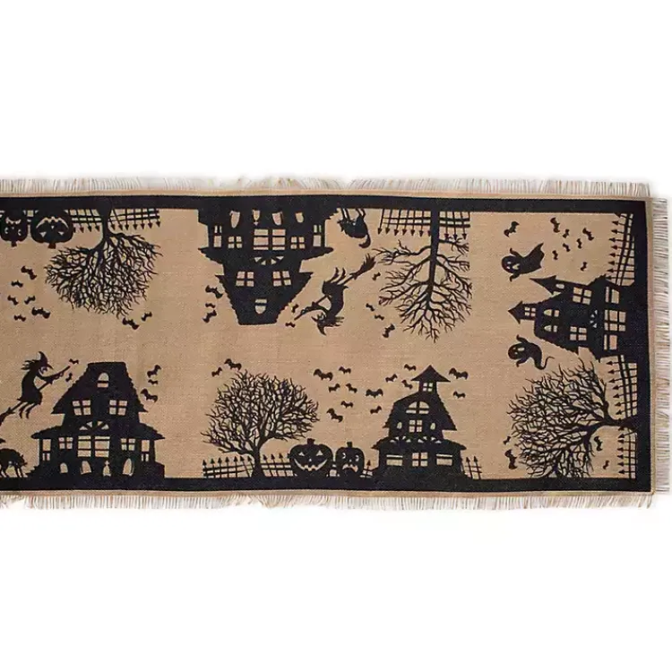 Halloween>Kirklands Home Haunted House Burlap Table Runner