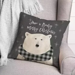 Christmas Pillows>Kirklands Home Have a Beary Merry Christmas Pillow Gray