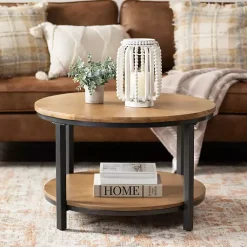 Kirklands Home Hayden Wood and Gunmetal Coffee Table Hot