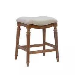 Kirklands Home Hazelnut Upholstered Curved Seat Counter Stool Gray Online