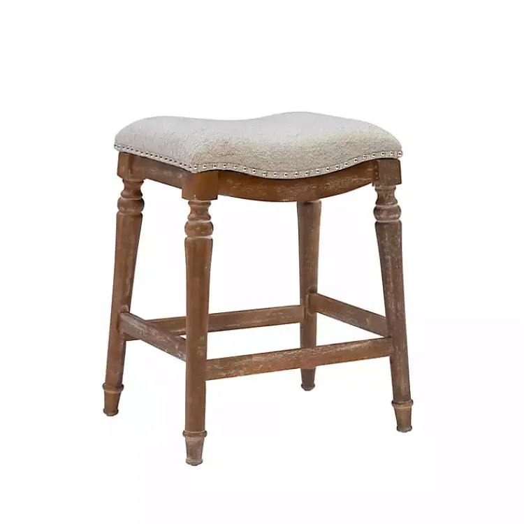 Kirklands Home Hazelnut Upholstered Curved Seat Counter Stool Gray Online