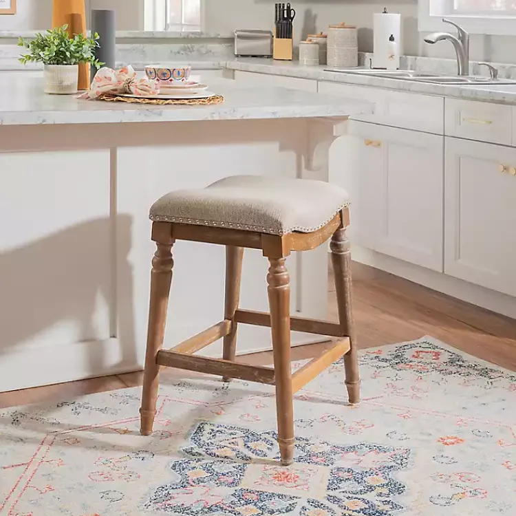 Kirklands Home Hazelnut Upholstered Curved Seat Counter Stool Gray Online