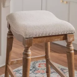 Kirklands Home Hazelnut Upholstered Curved Seat Counter Stool Gray Online